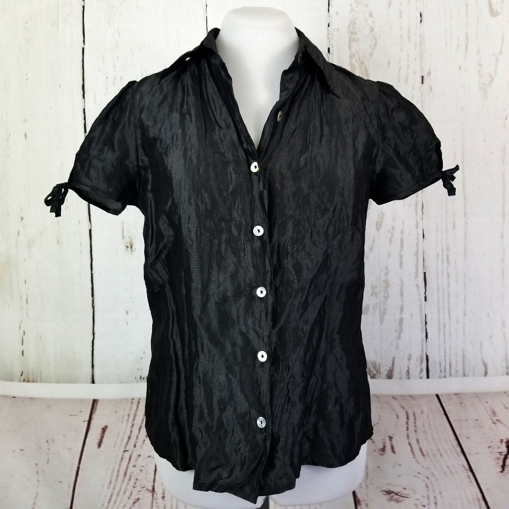 NWOT Black Puff Button Down Shirt